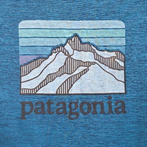 Patagonia Capilene Cool Daily T-Shirt Men’s M Blue Fitz Roy Mountain Graphic - Picture 2 of 5